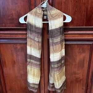 Chico's Brown and Gold Striped Scarf